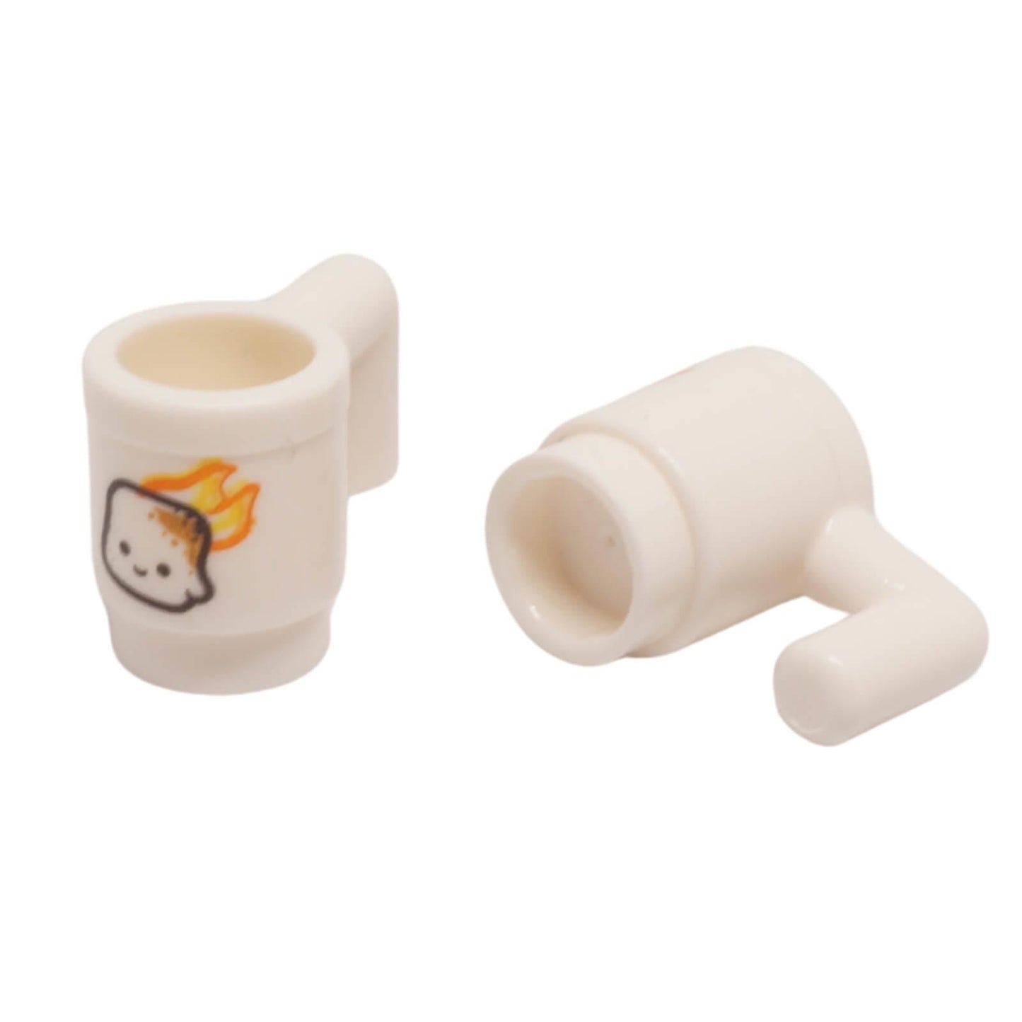 LEGO toasted marshmallow cup part 3899pb008 with smiling face and flame print