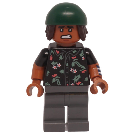 Shop the Usopp Dark Green Bandana Minifigure op008 from LEGO® One Piece set 75638-1 Battle at Arlong Park with detailed printed elements. Scared Face