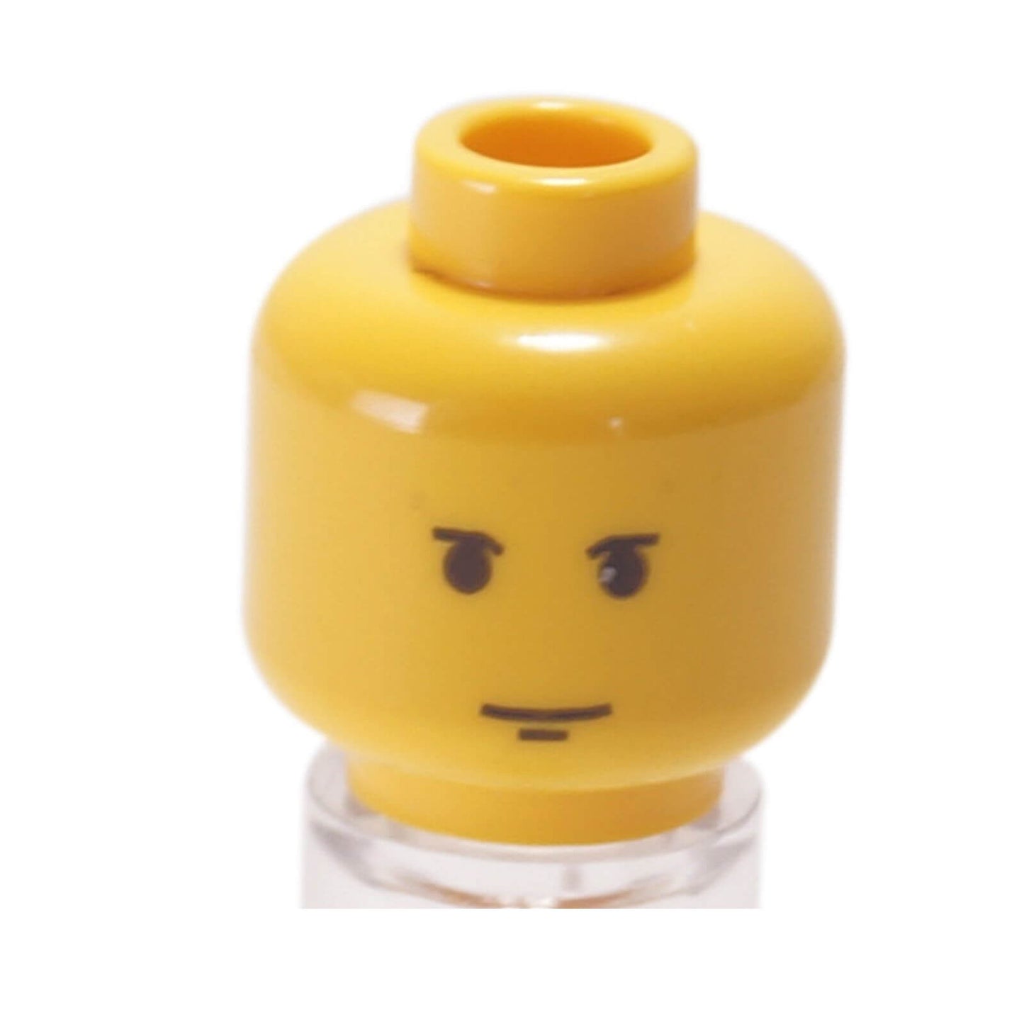 LEGO yellow minifigure head with small black eyebrows and chin dimple part 3626bps3