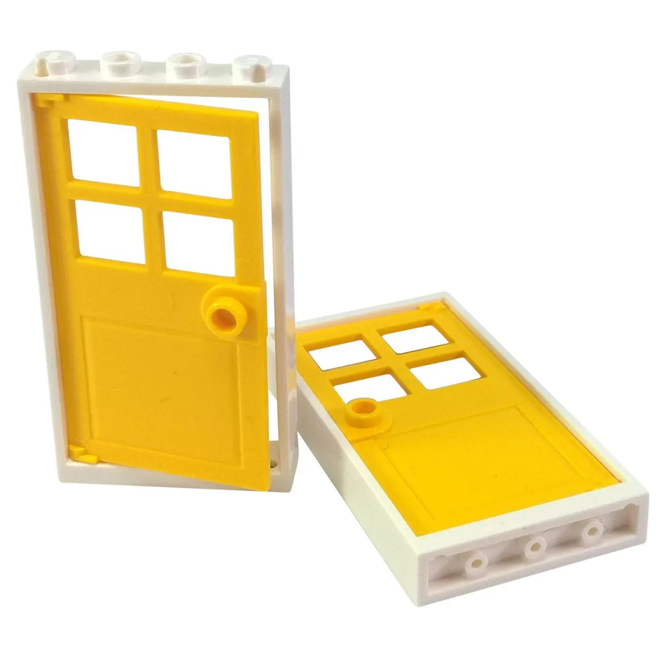LEGO® Door Frame 1 × 4 × 6 Type 2 in White with Yellow Door – front view