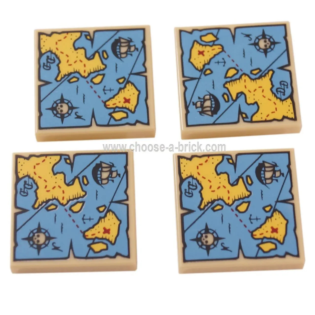 LEGO decorated tiles with navigation map pattern