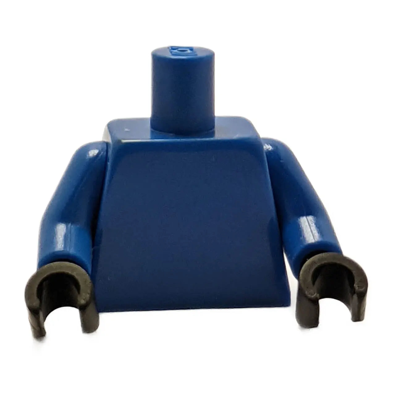Plain blue LEGO minifigure torso with matching blue arms and black hands for custom character builds.