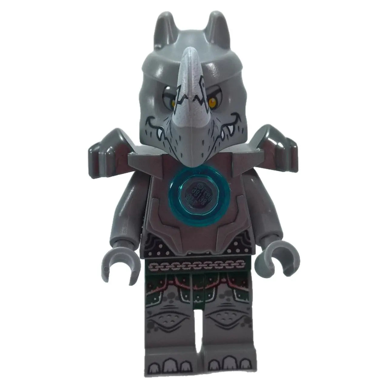 Rogon LEGO® Chima minifigure in full CHI armor from the Rhino Tribe
