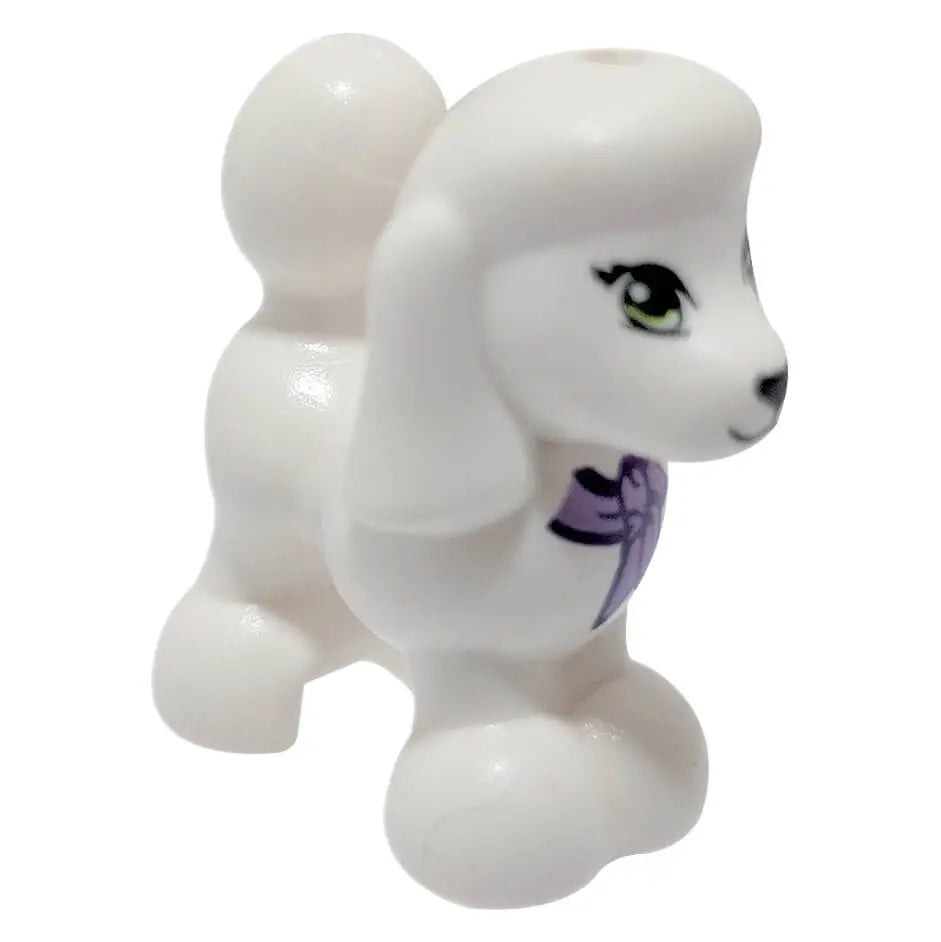 LEGO® white poodle dog figure with fluffy ears and elegant pose