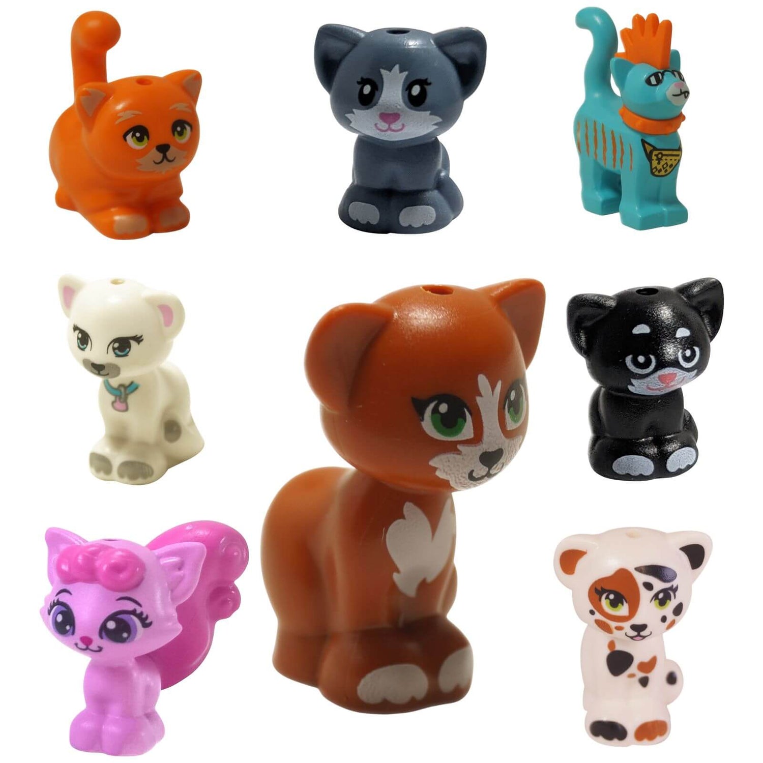 LEGO® cat and kitten collection featuring multiple pet animal figures