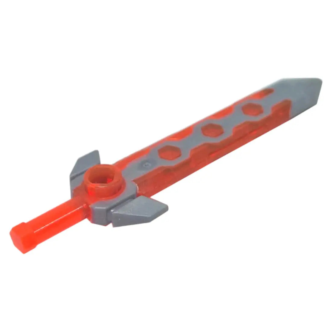 LEGO® Energy Sword with Hex Pattern – Trans-Orange with Flat Silver Guard