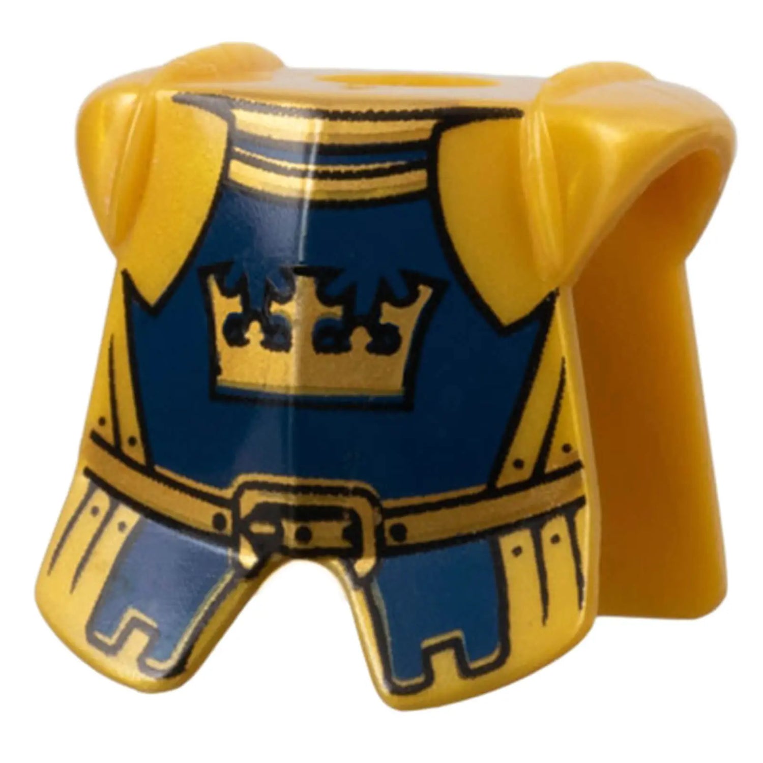 LEGO® blue and gold breastplate armor with crown emblem and belt print