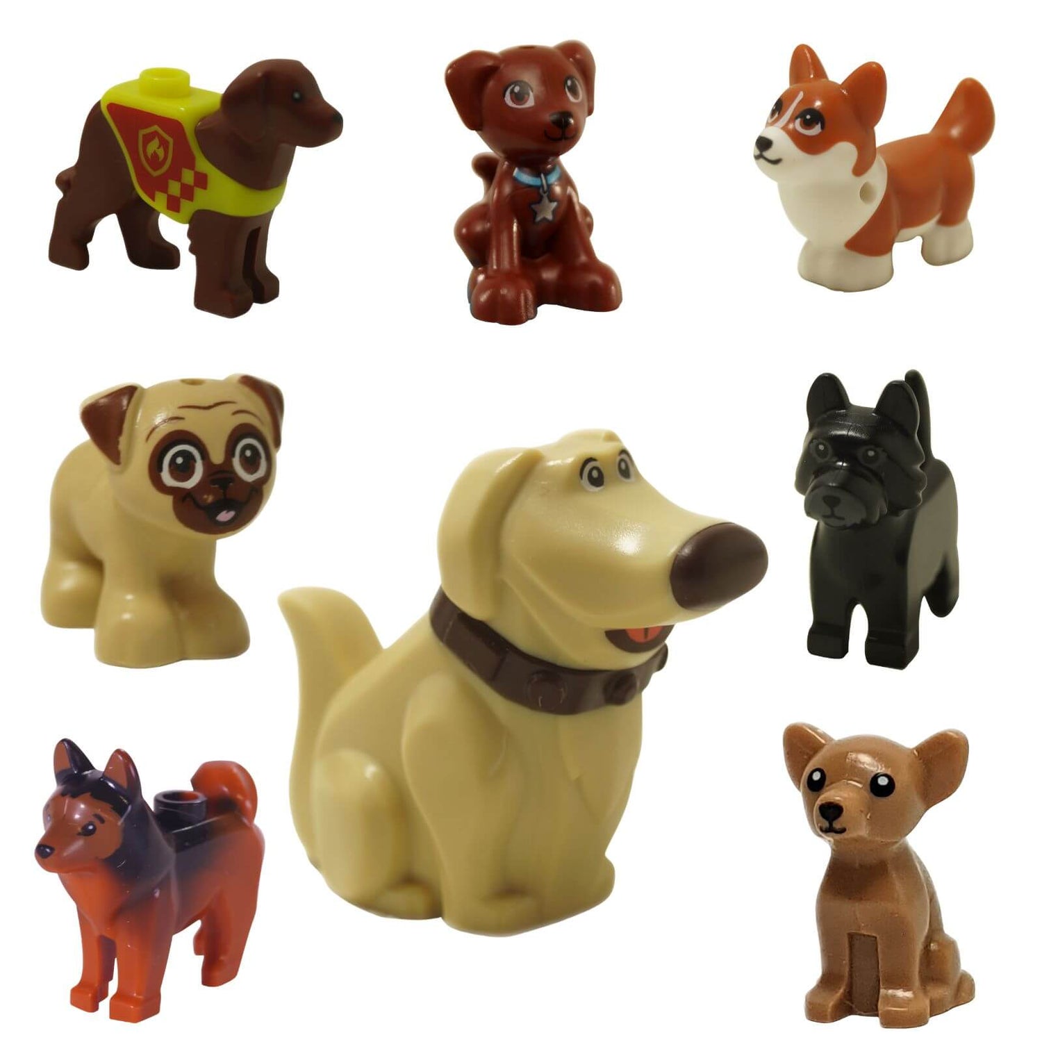 LEGO® dog and puppy collection featuring multiple pet animal figures