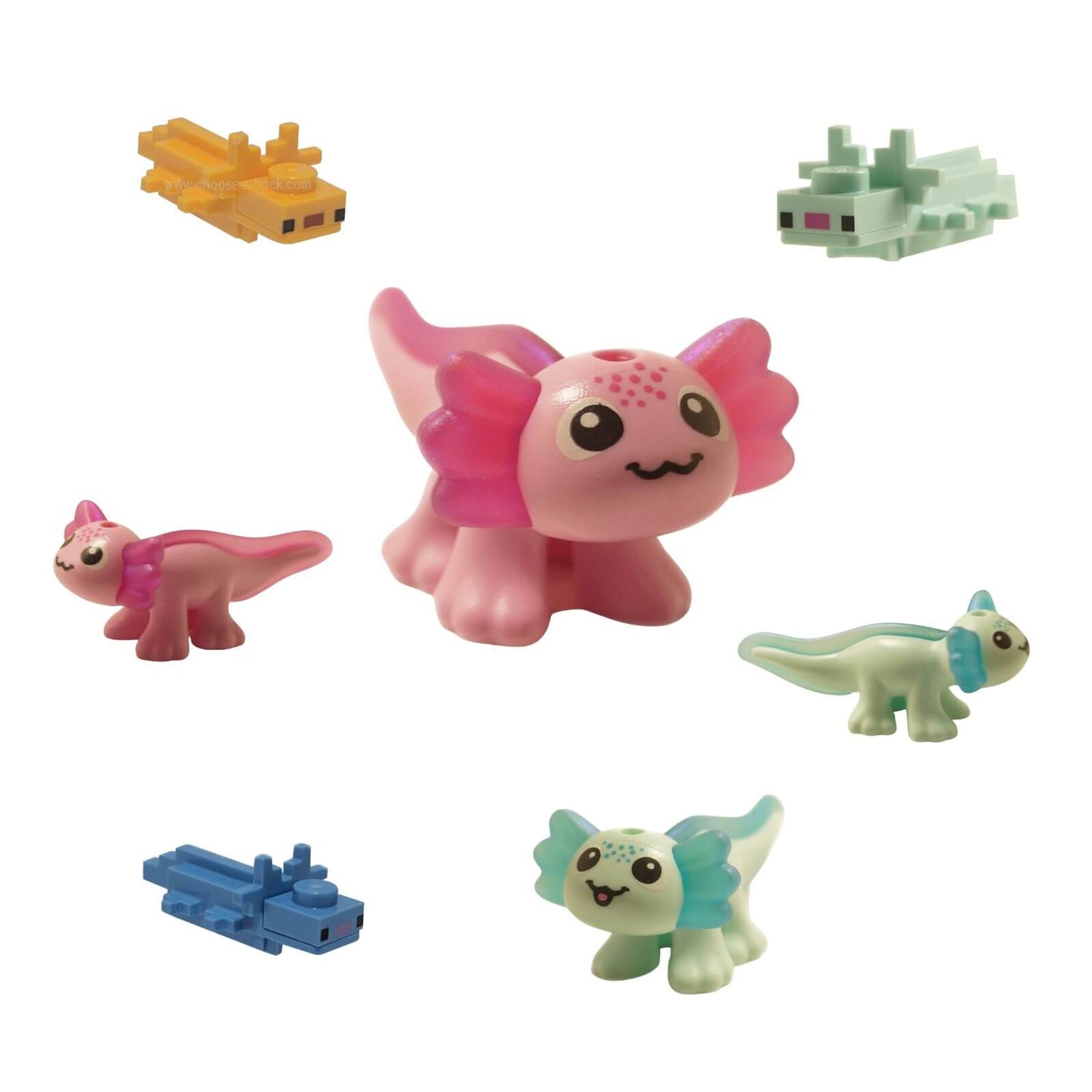 LEGO® Axolotl collection featuring Minecraft and Friends-style variants