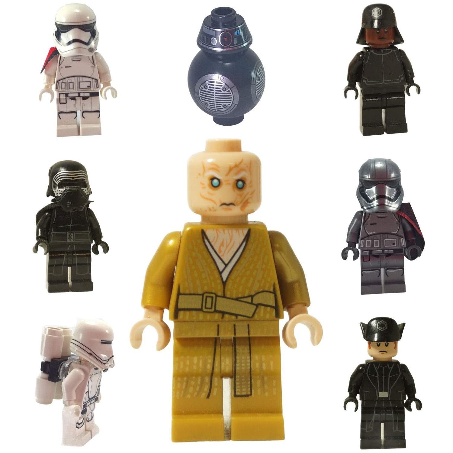 LEGO® First Order minifigure collection featuring Kylo Ren, Stormtroopers, officers and Star Wars characters