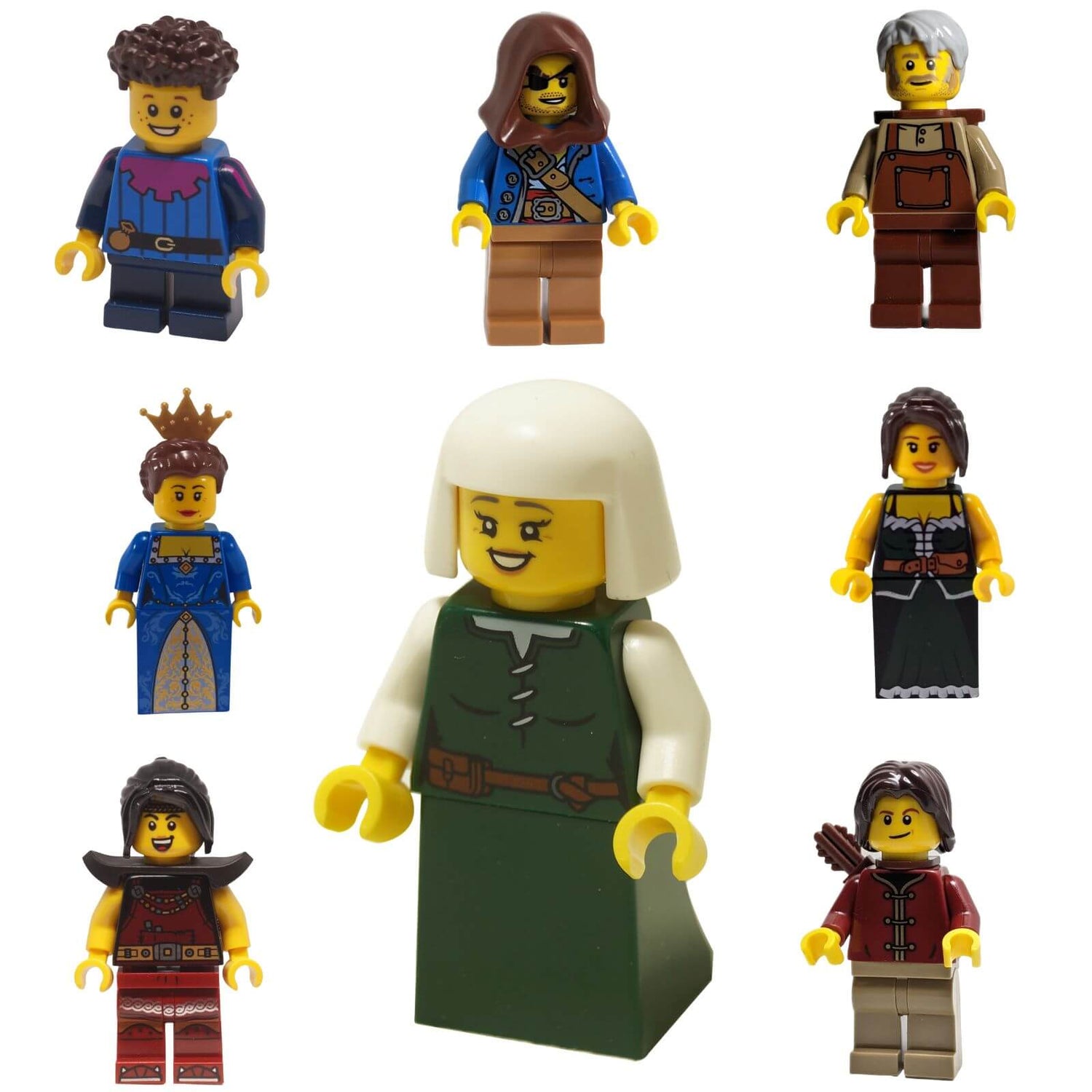 LEGO® medieval villagers and townsfolk collection featuring traders and craftsmen