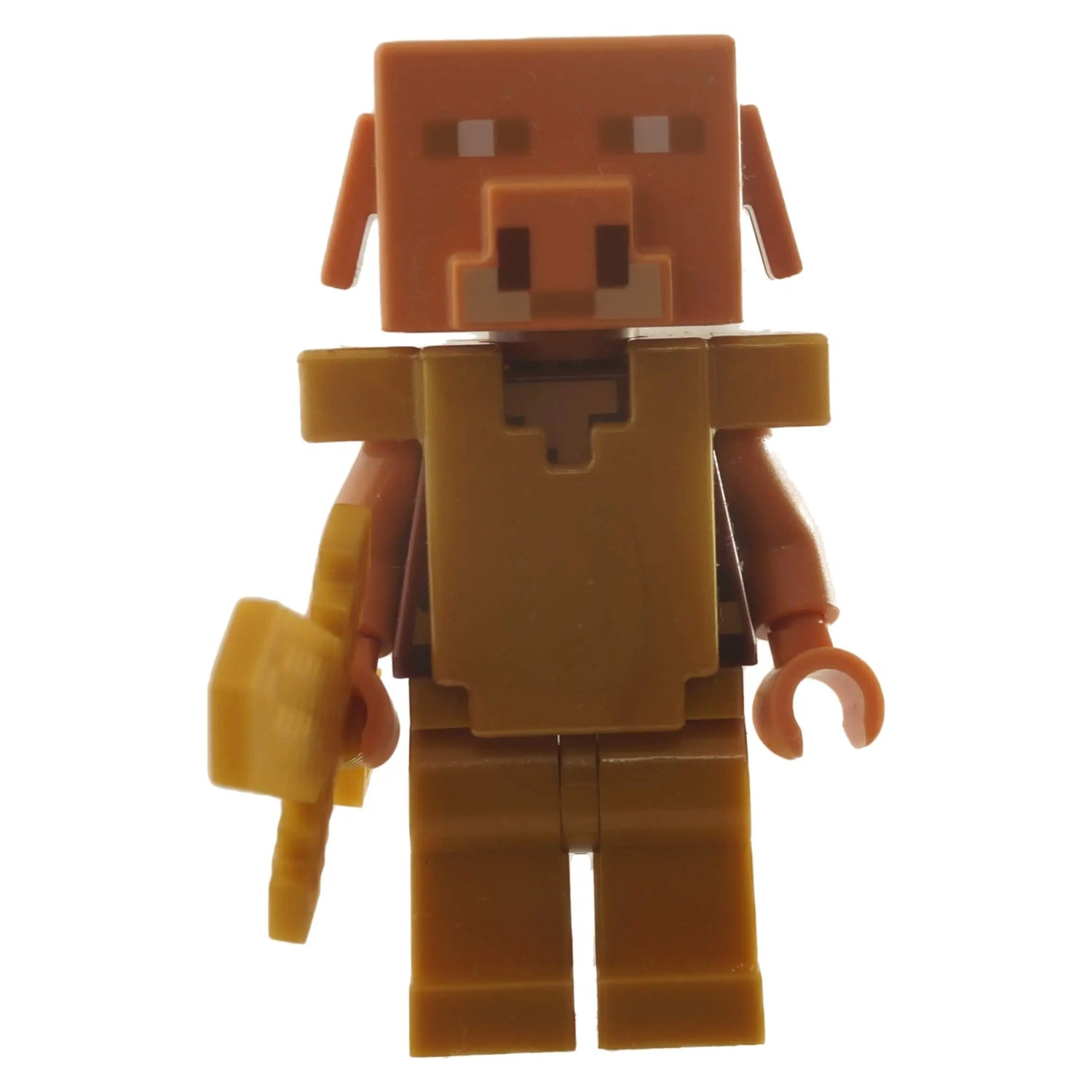 LEGO® Minecraft Piglin Brute Minifigure with Gold Armor and Weapon – Featuring pearl gold legs and detailed chest armor, this hostile Nether mob is ready to guard its Bastion Remnants. Perfect for building epic Minecraft battles.