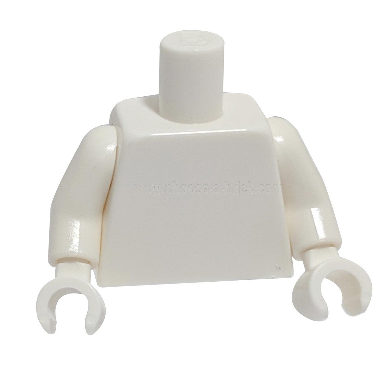 Plain white LEGO minifigure torso assembly Part 973c with matching white arms and hands.