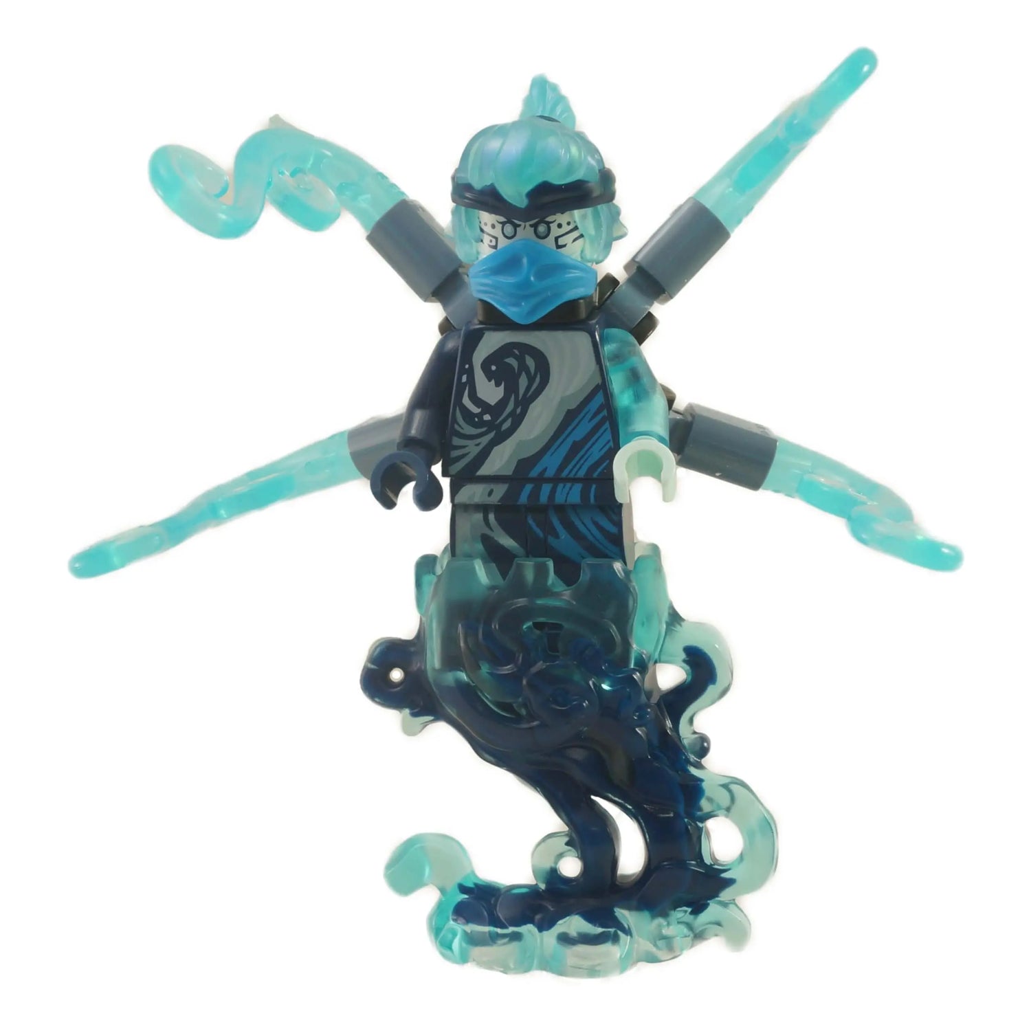 NRG Nya LEGO Ninjago Season 14 Seabound minifigure with translucent blue water tentacles and wave base.