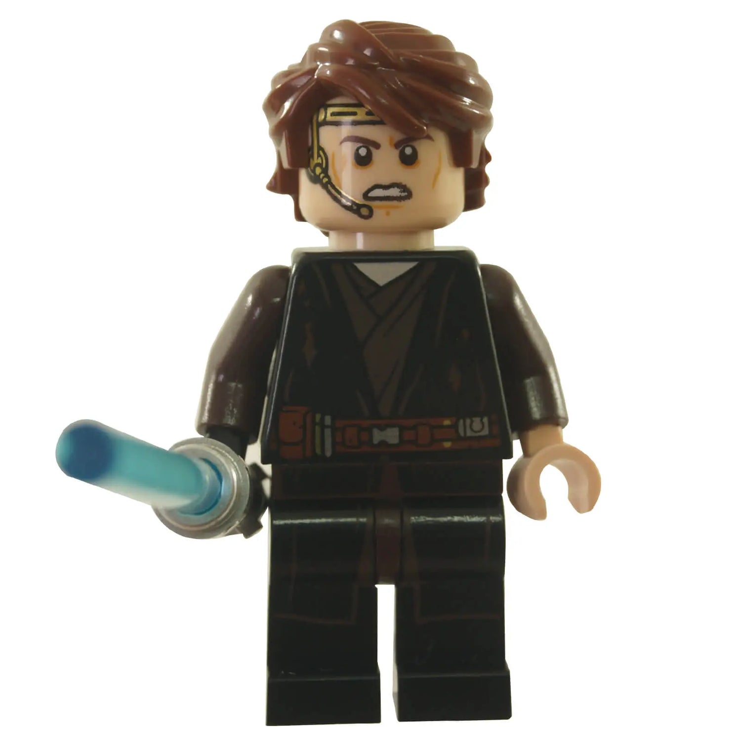 LEGO Anakin Skywalker Minifigure - Headset, Scar, and Light Blue Lightsaber