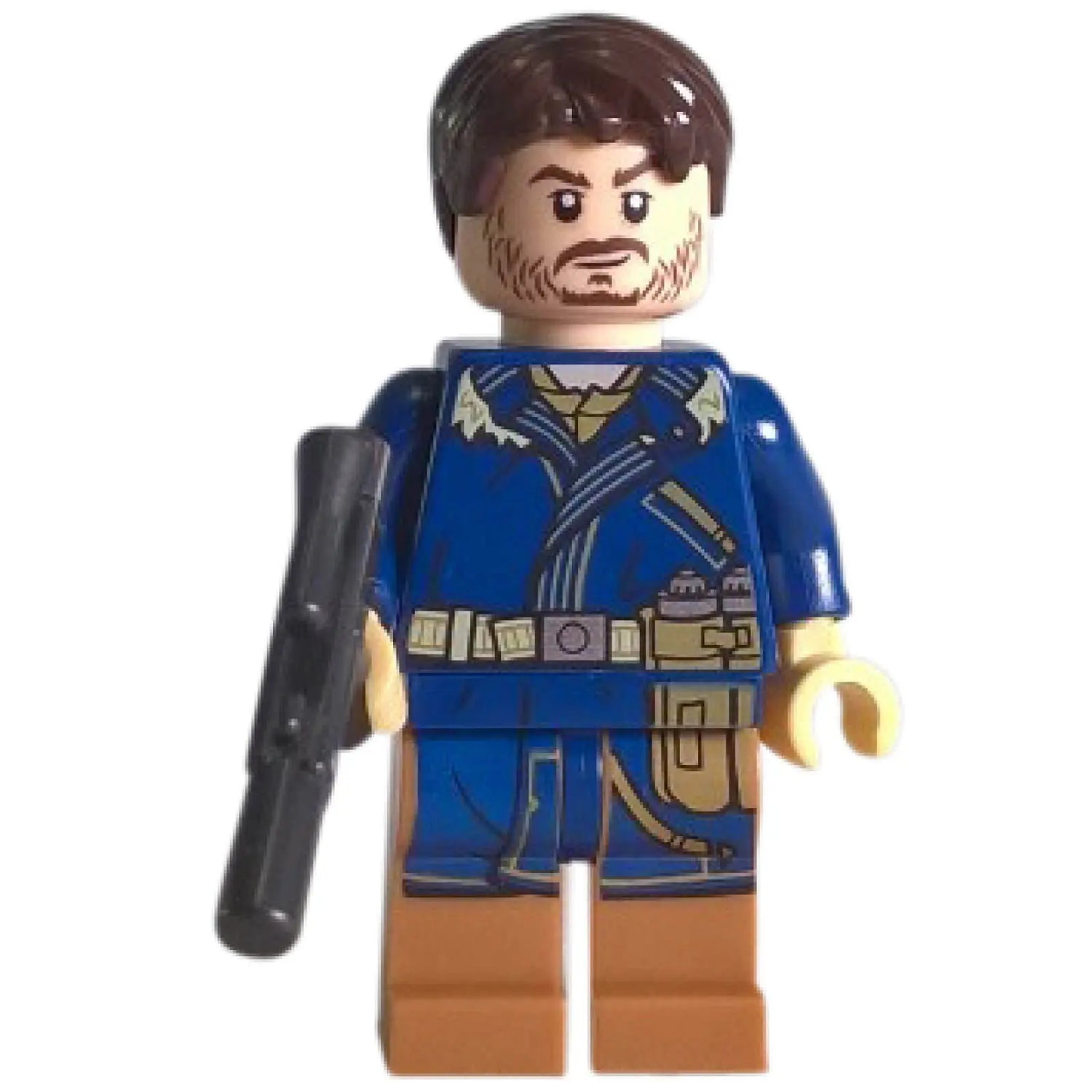 LEGO® Cassian Andor minifigure wearing dark blue coat with tan legs and blaster – Star Wars Rogue One (sw0790)
