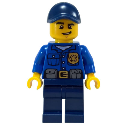 Police - City Officer Gold Badge Dark Blue Cap with Hole Lopsided Grin