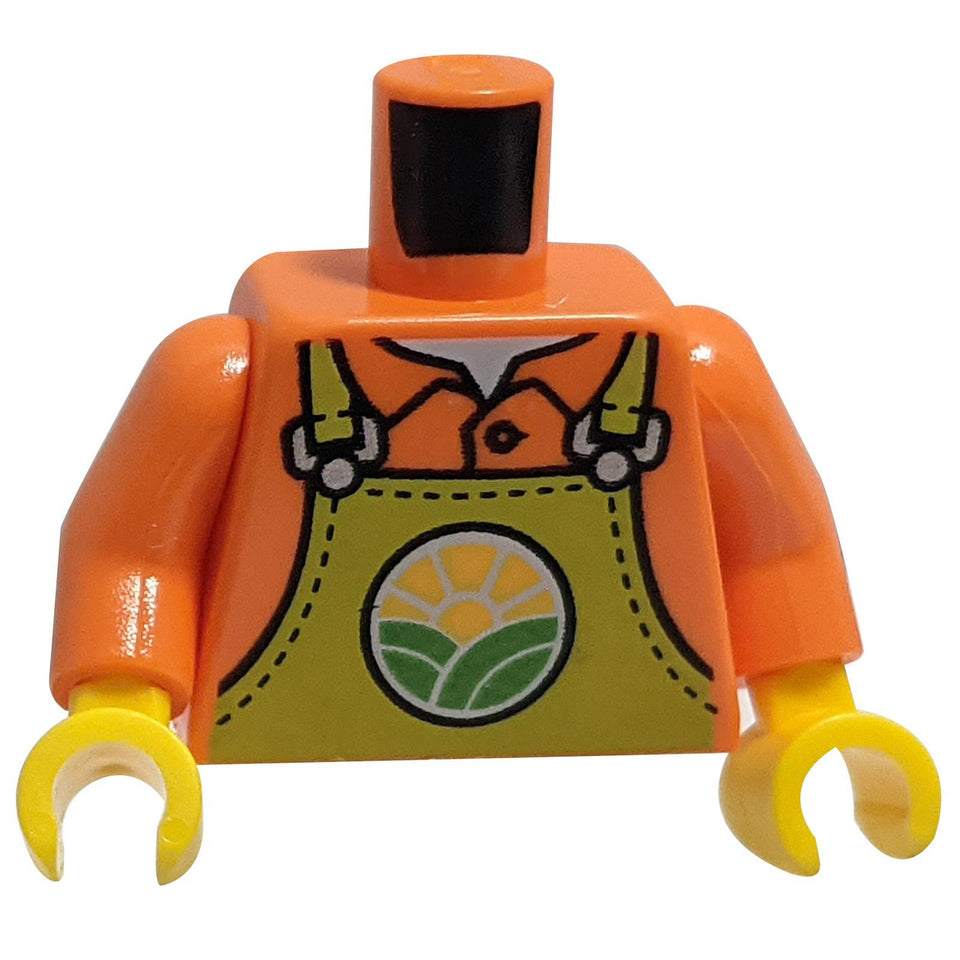 Torso Lime Overalls with Bright Green Hills and Yellow Sun over Shirt with Collar Pattern / Orange Arms / Yellow Hands