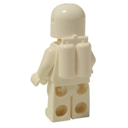  LEGO® Classic Space White Spaceman minifigure (sp143) with the classic space logo on the torso, a white helmet, and a smiling face. Back view.