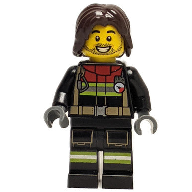 Male Firefighter with Reflective Stripes and Red Collar