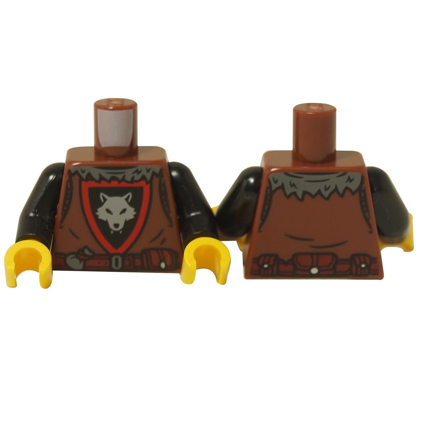 LEGO® Castle Wolfpack minifigura torsó pajzzsal és farkas emblémával, középkori páncél nyomattal, elöl és hátul részletekkel