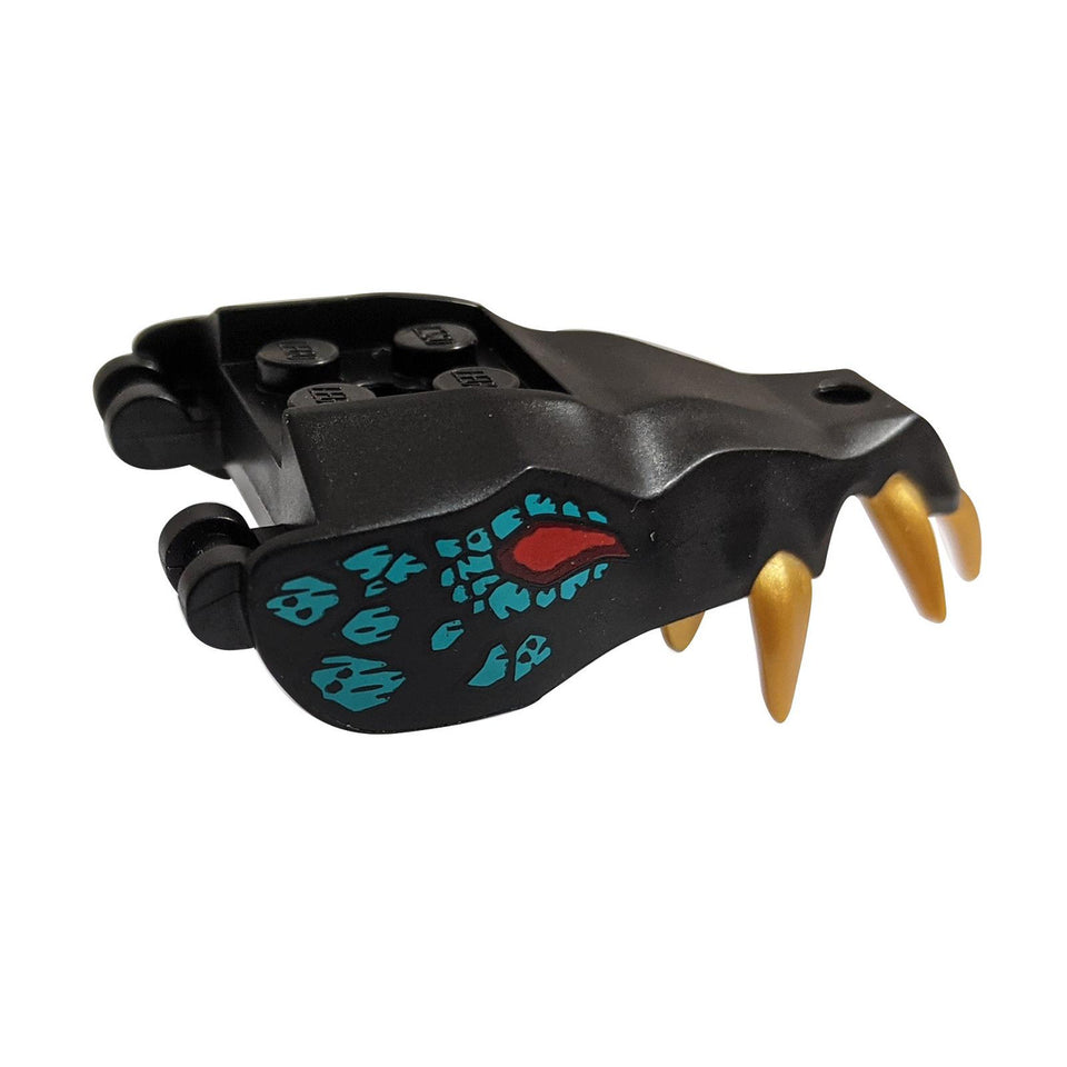LEGO® black dragon head with gold teeth and turquoise scale pattern