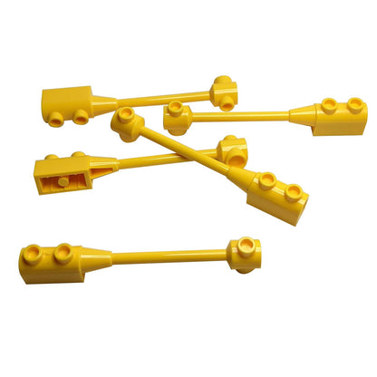 خمس قطع LEGO صفراء Bar 1 x 8 مع Brick 1 x 2 Curved Top End.
