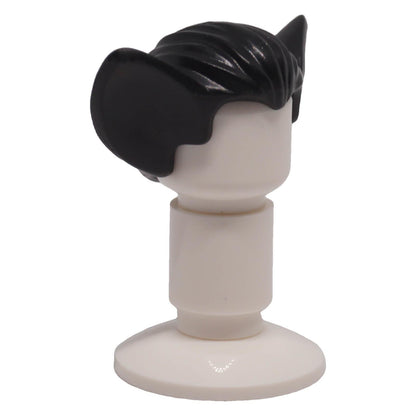 Black LEGO 10301 minifigure hair with bat ears front and side view