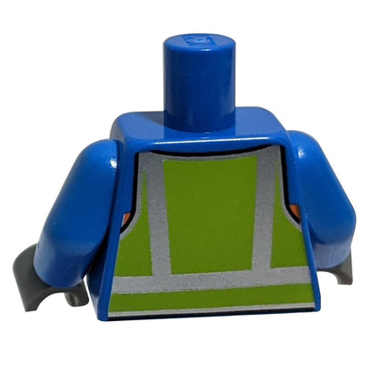LEGO Blue Torso with Lime Safety Vest, back view