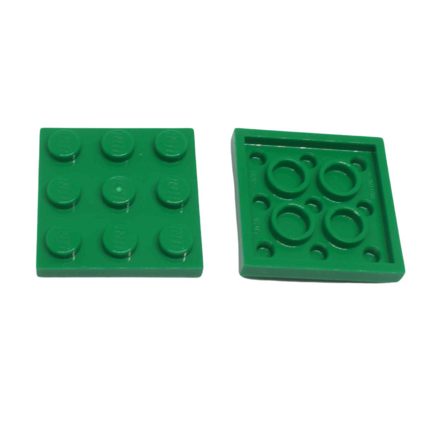 LEGO Plate 3 x 3 part 11212 with nine top studs and underside tube structure green