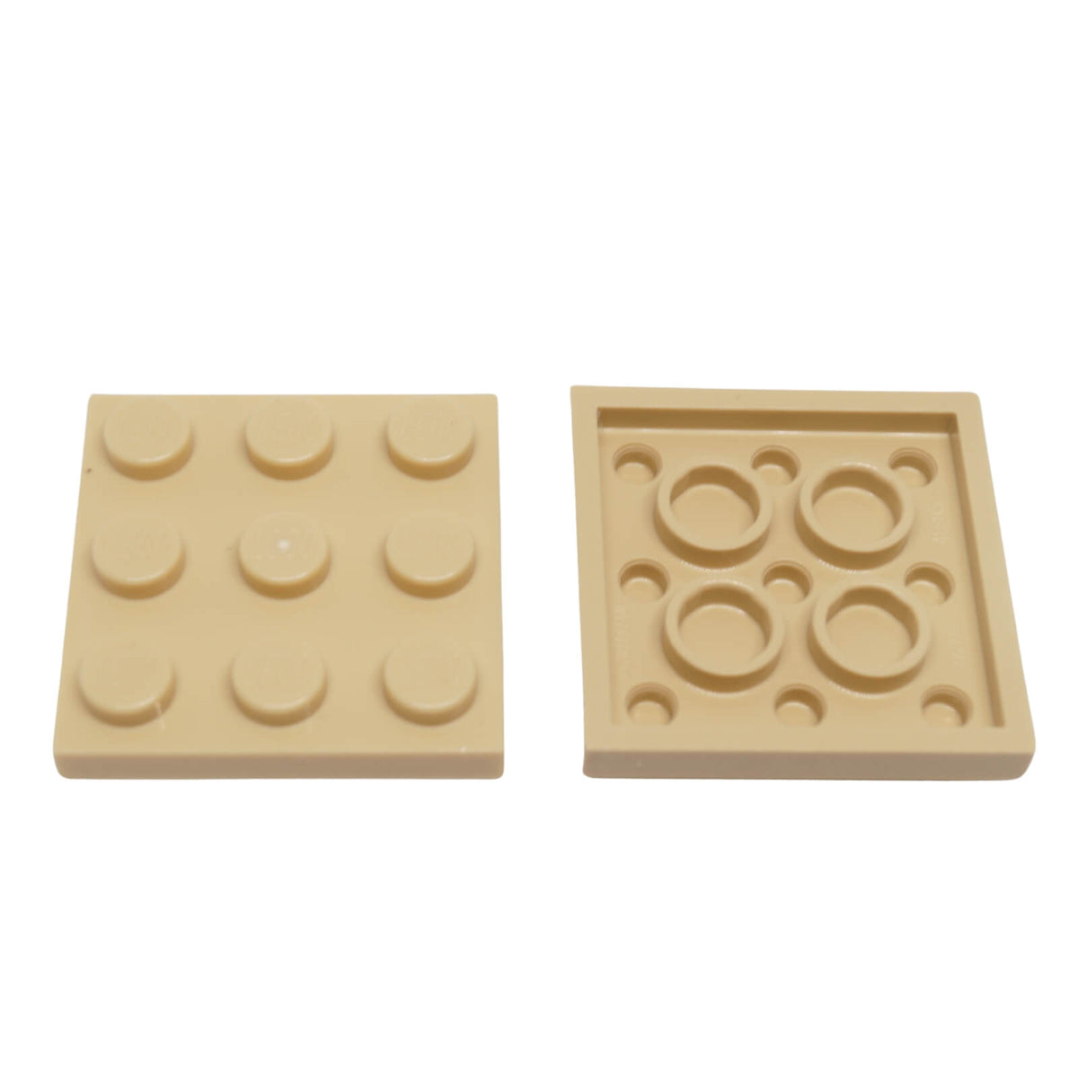 LEGO Plate 3 x 3 part 11212 with nine top studs and underside tube structure tan