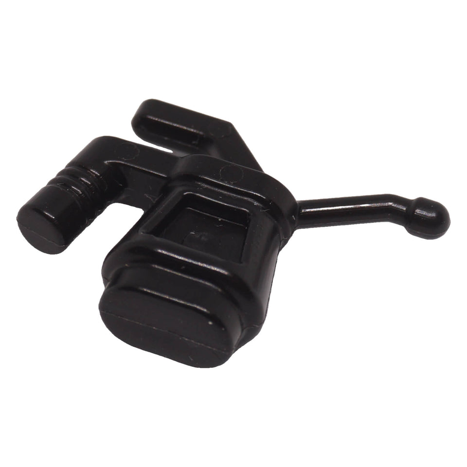 Black LEGO 11402c minifigure oil can tool with ribbed handle and long spout