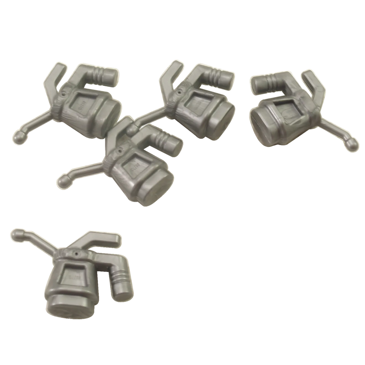 Flat Silver LEGO 11402c minifigure oil can tool with ribbed handle and long spout