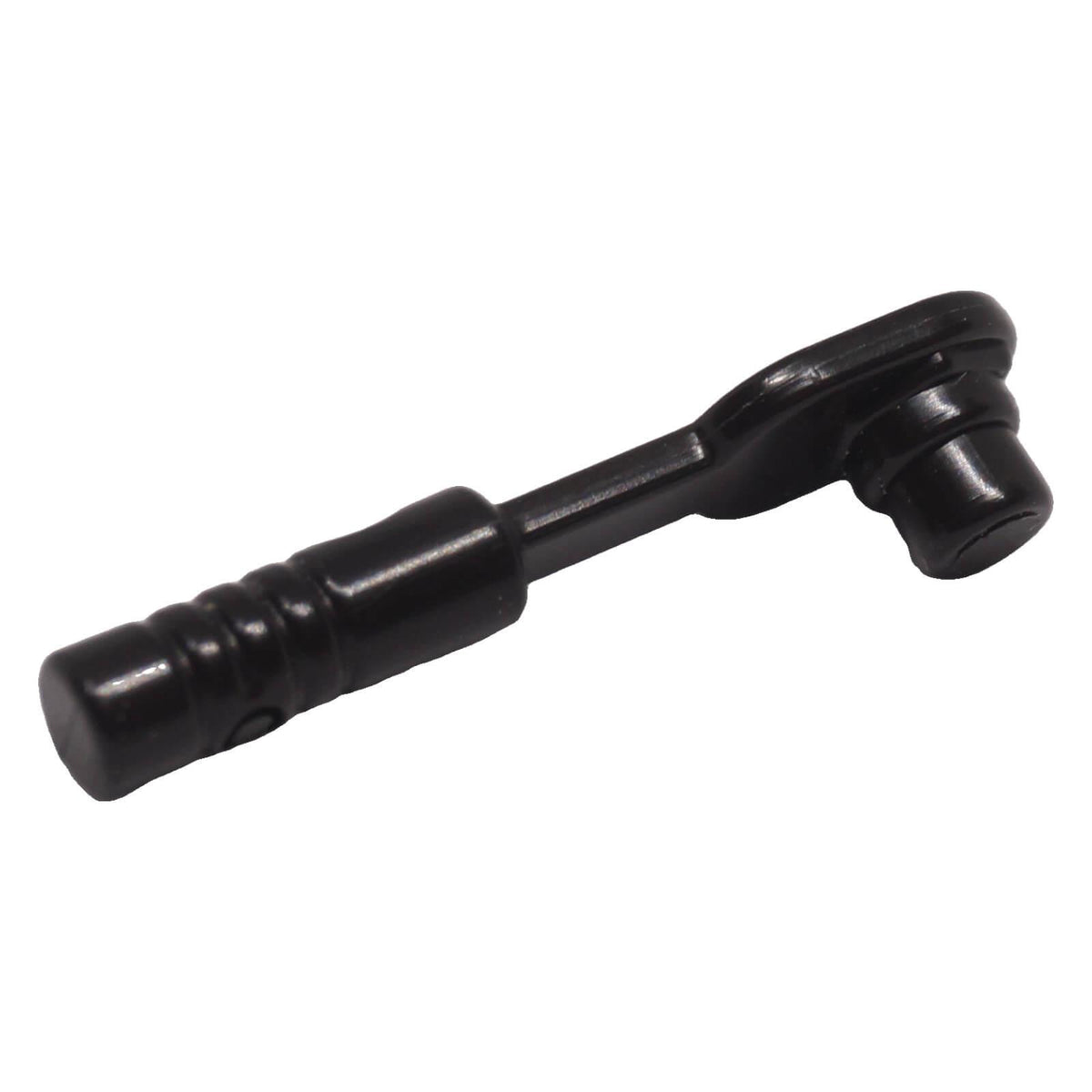 Black LEGO minifigure ratchet socket wrench 11402e angled view