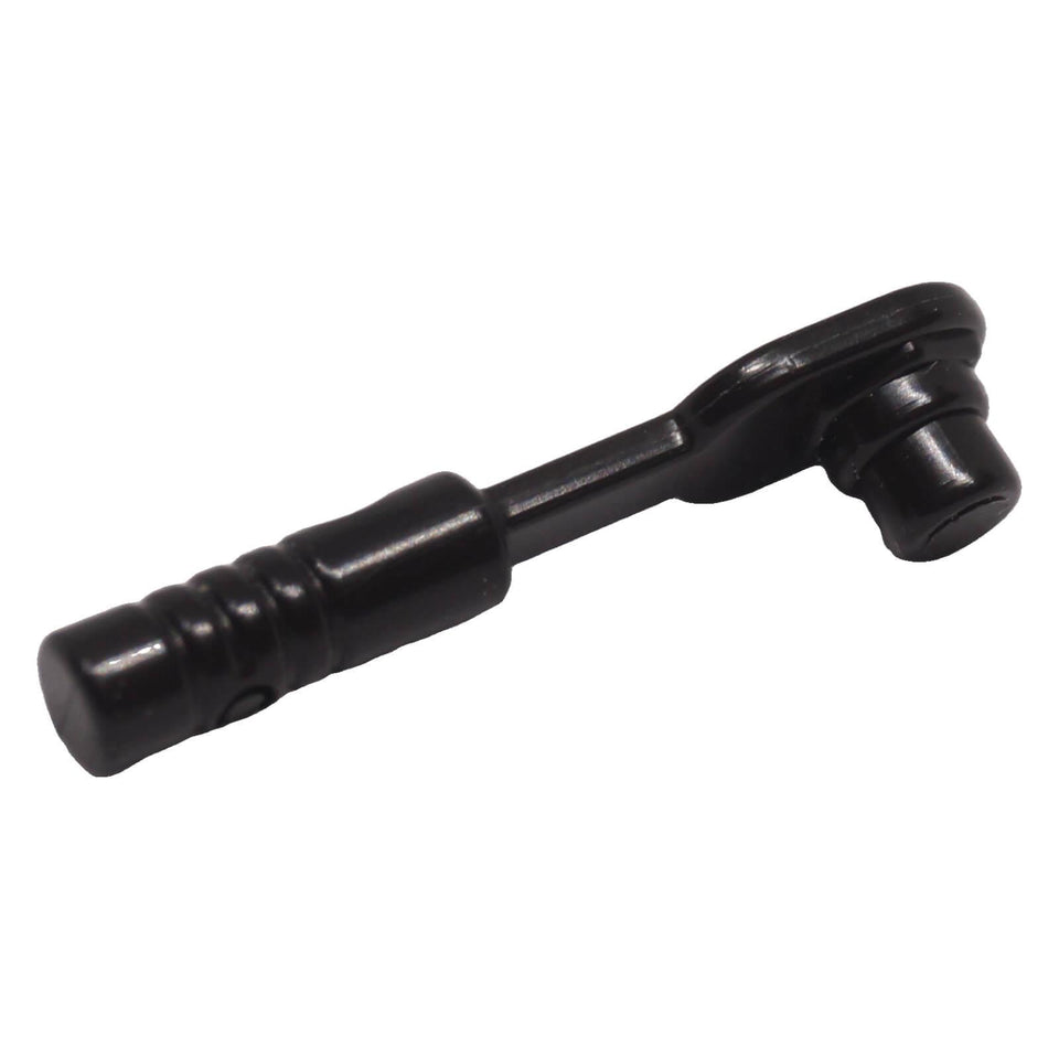 Black LEGO minifigure ratchet socket wrench 11402e angled view