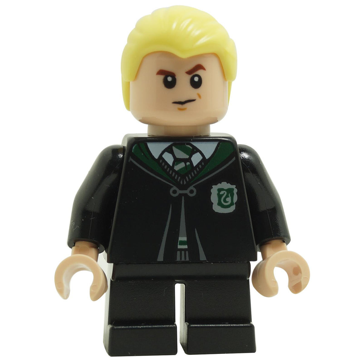LEGO Draco Malfoy hp254 minifigure in black Slytherin robes.