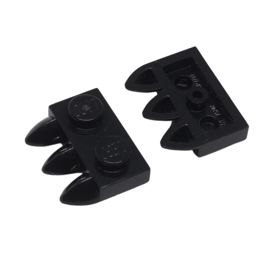 LEGO® modified 1 x 2 plate with three teeth claws part 15208 in black