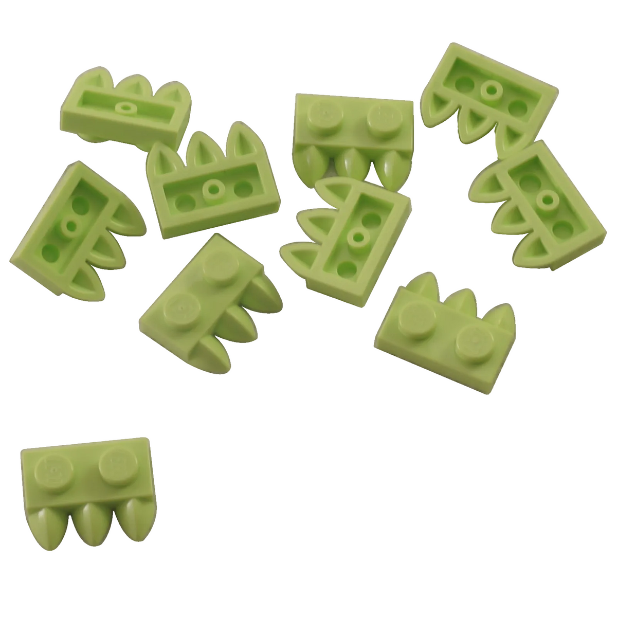LEGO® modified 1 x 2 plate with three teeth claws part 15208 in yellowish green