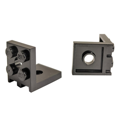 LEGO Bracket 2 x 2 - 2 x 2 with 2 holes, black, front and rear views