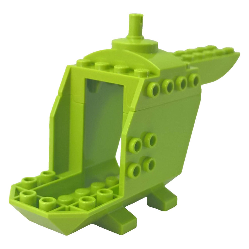 LEGO 18929c01 Lime helicopter body with top pin, open cabin and side connection points