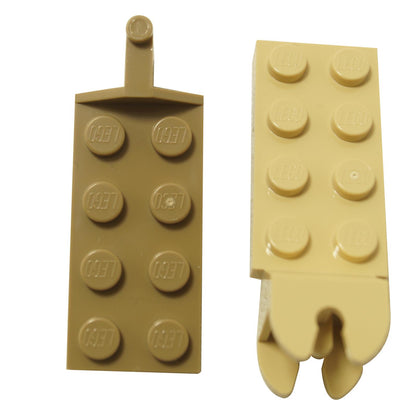 Hinge plate 2x4 with articulated joint, parts 3640 and 3639, connected plate elements allowing hinged movement