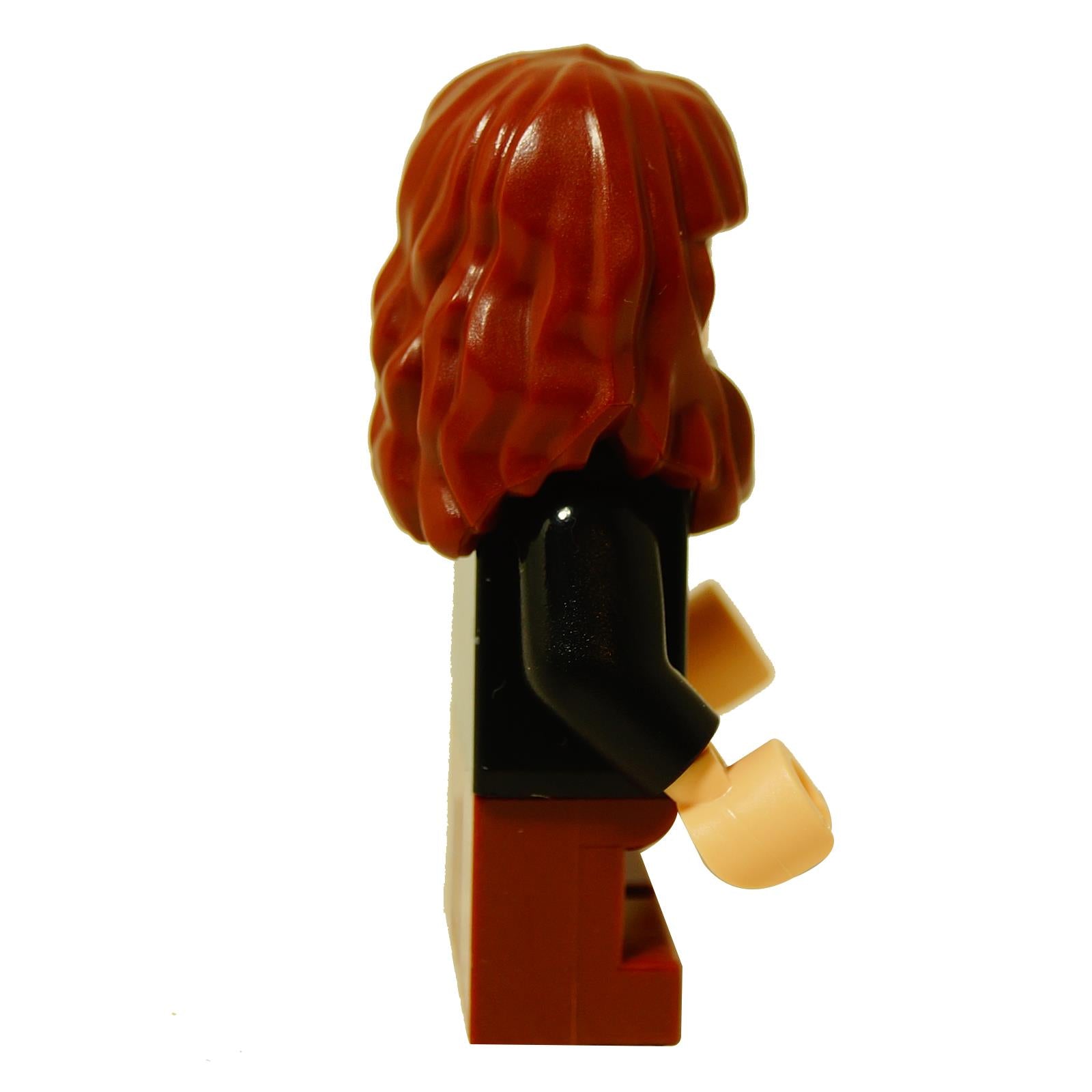 LEGO Harry Potter Hermione Granger minifigure (hp253) in her Gryffindor robe, showing  worried facial expressions, side view profile