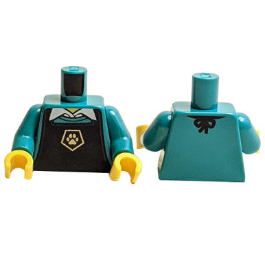 Torso Black Apron with Gold Pentagon and Paw Print over Shirt with White Collar Pattern