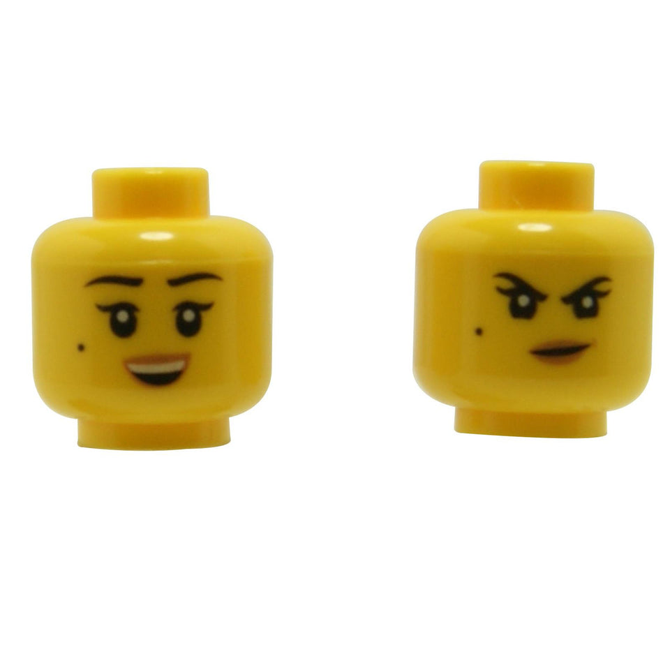 Minifigure Kepala dengan Senyuman Dua Belah dan Ekspresi Marah, Corak Tanda Kecantikan 