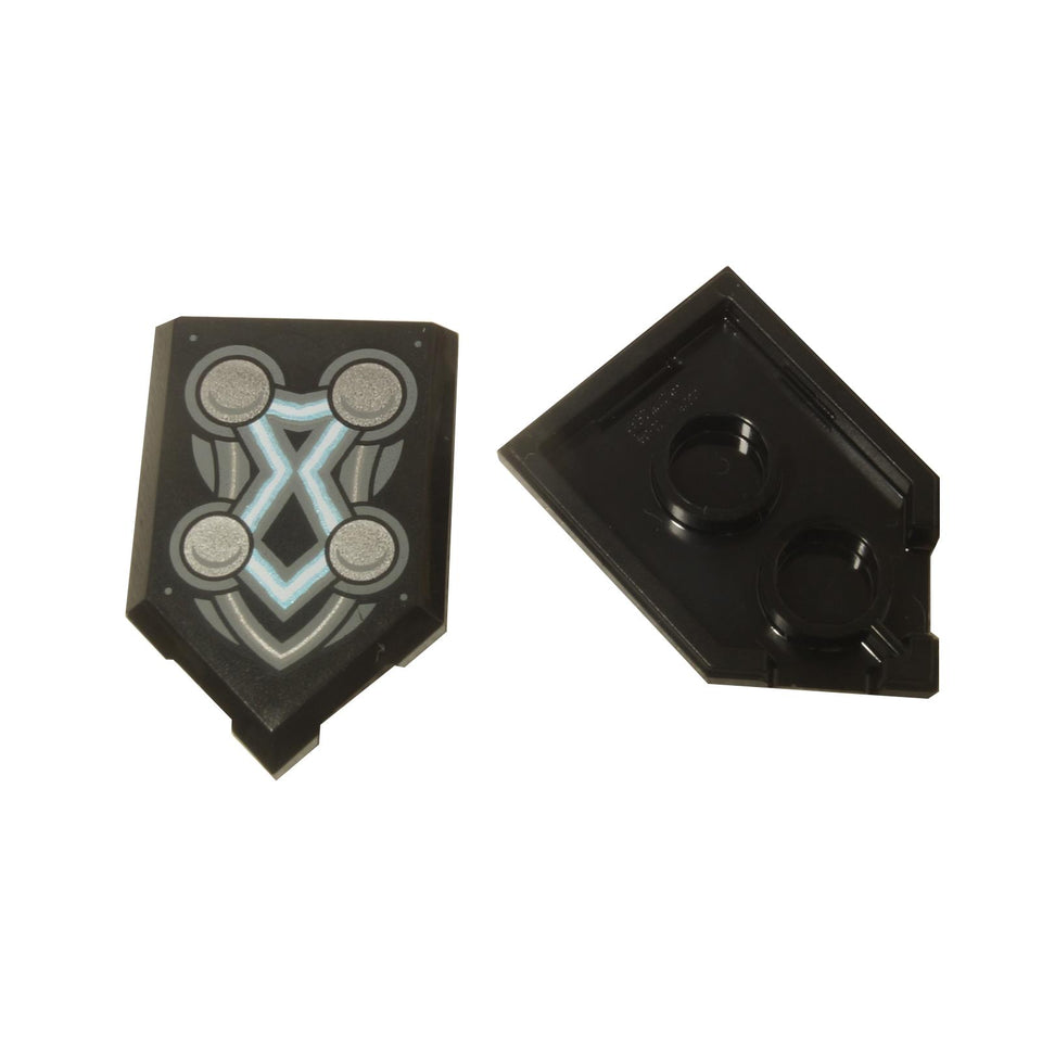 LEGO® Thor’s Asgardian Armor Shield Tile 2x3 in Black, featuring detailed print from Marvel’s Asgardian
