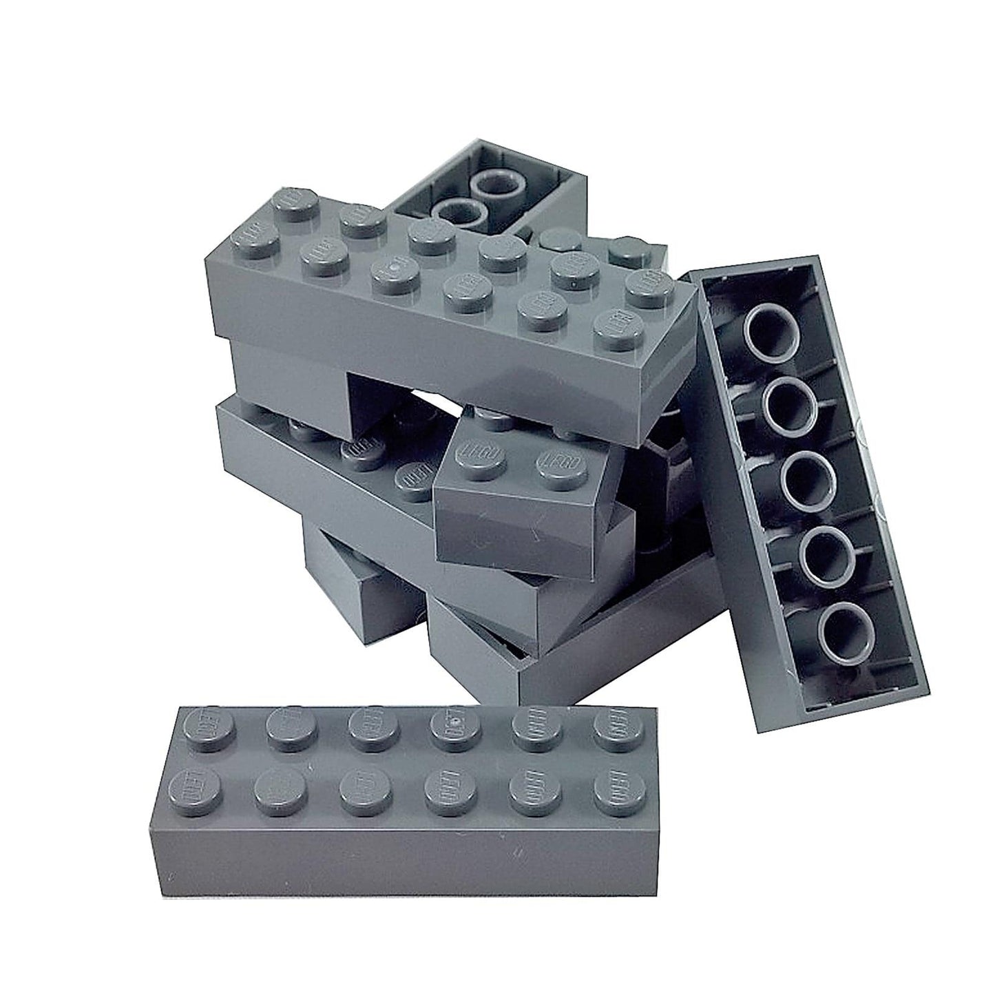 LEGO® peça de construção padrão 2x6 brick 2456 usada para construção estrutural robusta, dark bluish gray

