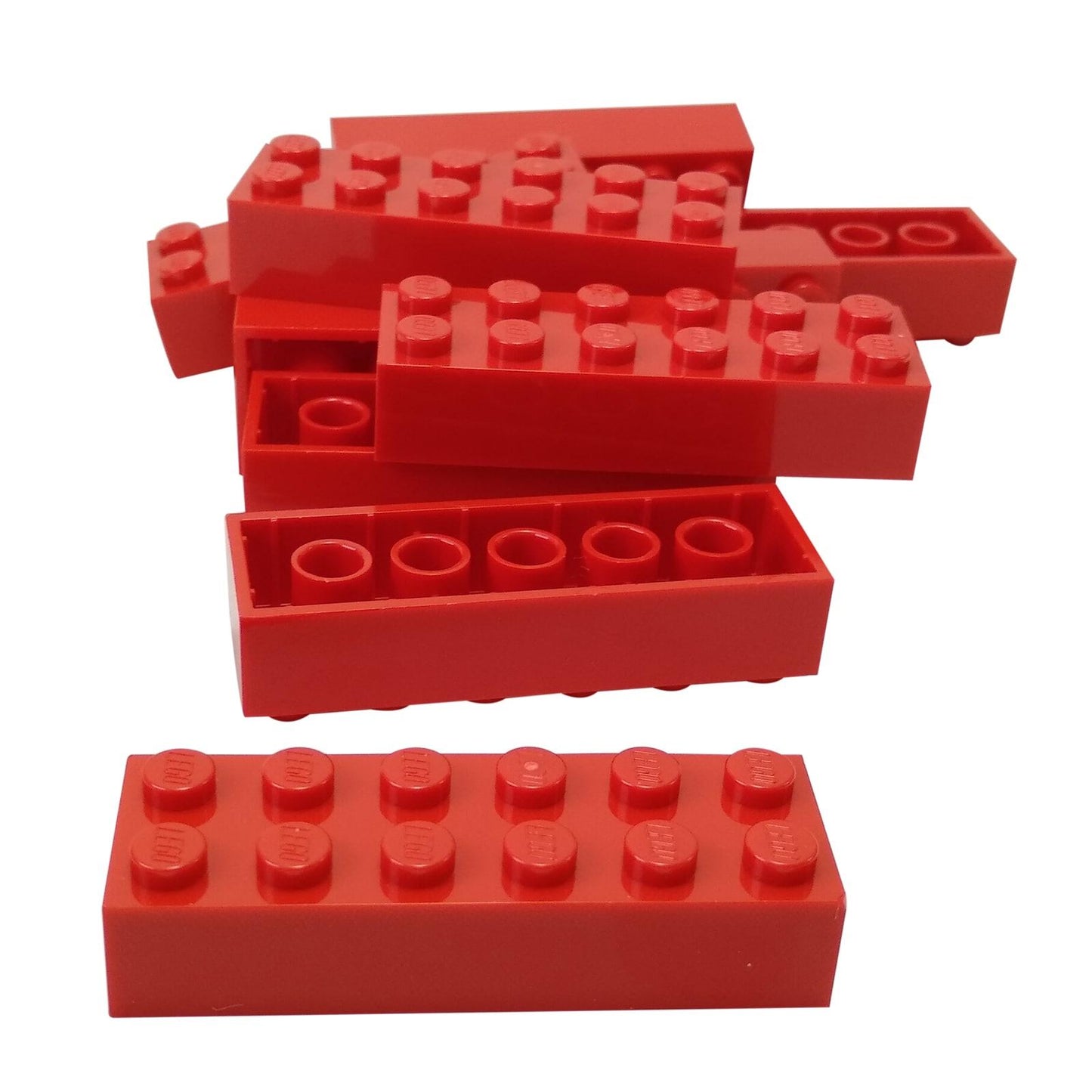 LEGO® peça de construção padrão 2x6 brick 2456 usada para construção estrutural robusta, red
