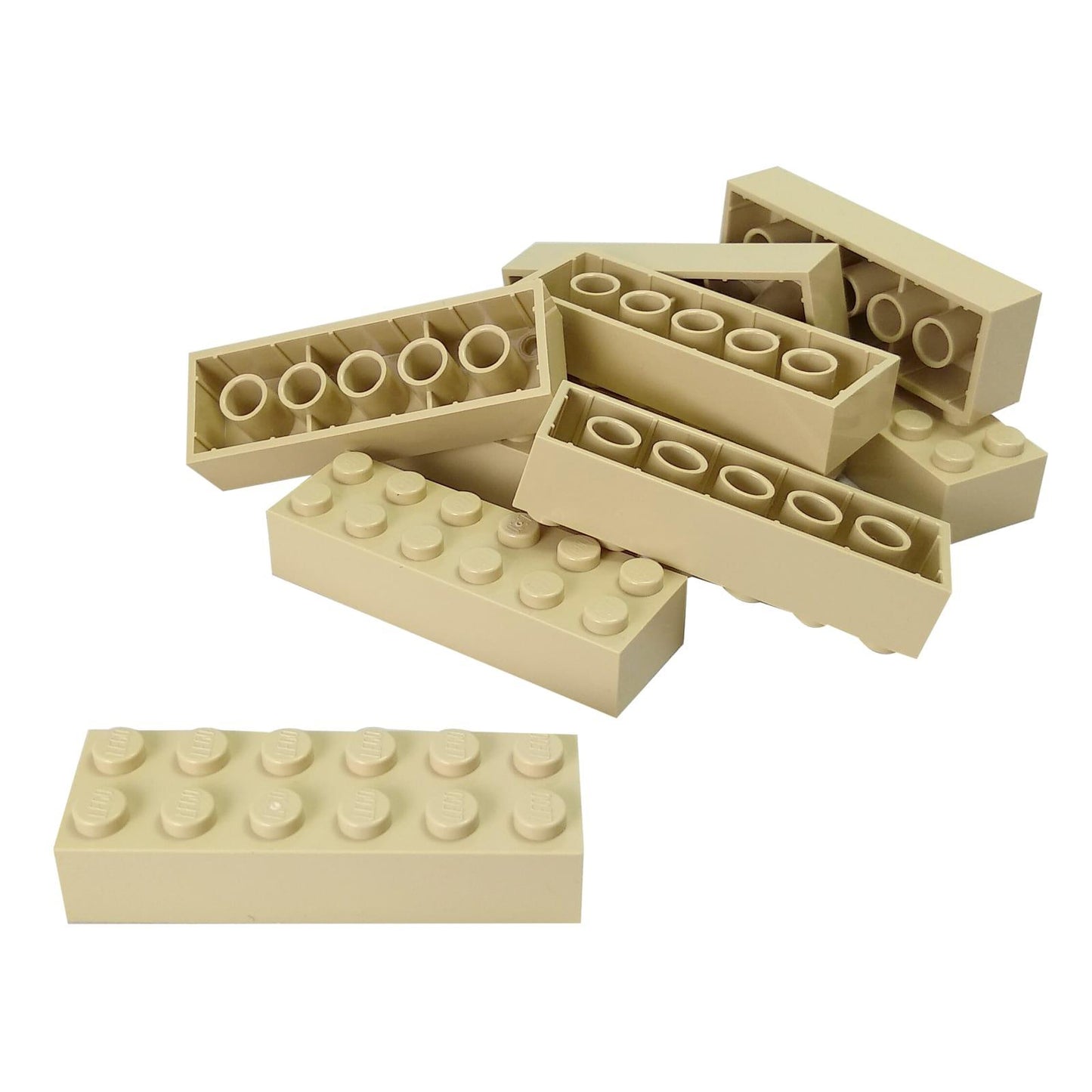 LEGO® peça de construção padrão 2x6 brick 2456 usada para construção estrutural robusta, tan
