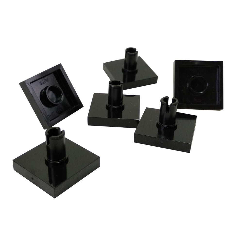 LEGO® modified tile 2x2 with pin 2460 used for connections and smooth detailing, black
