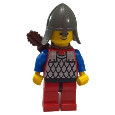 Scale Mail - Red with Blue Arms, Red Legs with Black Hips, Dark Gray Neck-Protector, Quiver